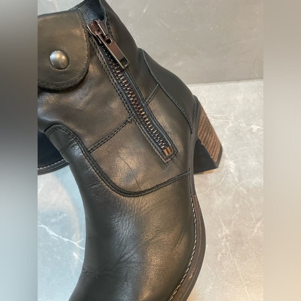 Biza Black Leather Moto Ankle Boots Size 40 EU - Picture 8 of 11